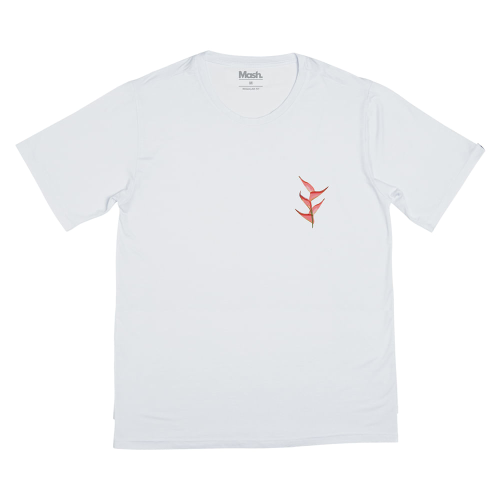 Camiseta Branca Malha Floral Mash Mash