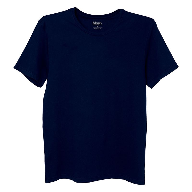 Camiseta Gola Careca Malha Lisa Azul marinho
