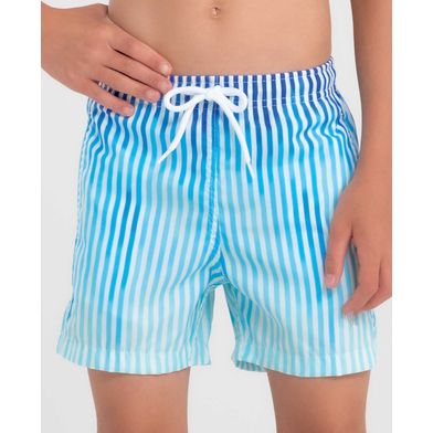 Short Praia Infantil Estampado Listrado Azul Royal Claro M