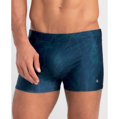 Sunga Boxer Estampada Folhagem Azul Marinho P