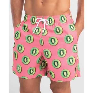 Short Praia Estampa Tropical Rosa M