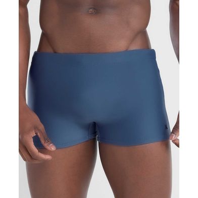 Sunga Boxer Lisa com Vivo Lateral Plus Size Azul Jeans Escuro XXGG