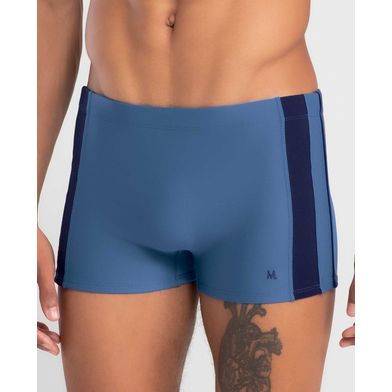 Sunga Boxer Lisa com Recorte Lateral Azul Jeans Escuro P