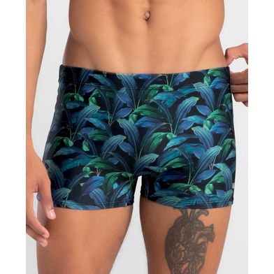 Sunga Boxer Estampada Folhagem Preto M