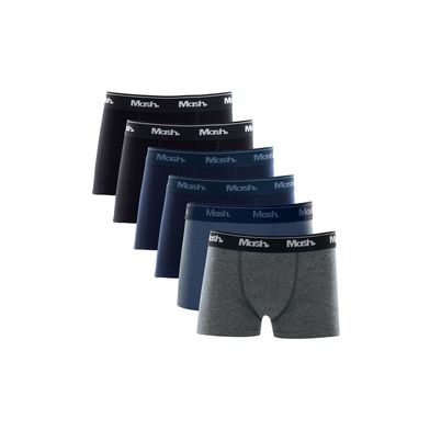 Kit 6 Cuecas Boxer Algodão Infantil Azul Marinho M
