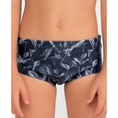 Sungão Estampado Folhagens Infantil Azul Marinho GG