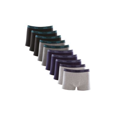 Kit 10 Boxer Cotton Elástico Binado Preto 01 P