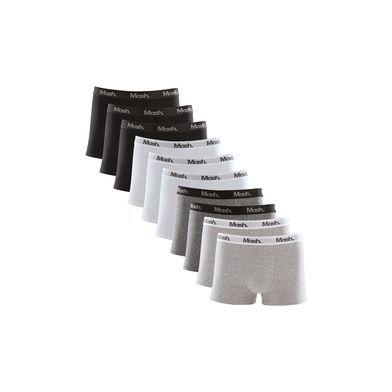 Kit 10 Cuecas Boxer Cotton Elástico Letra Mescla Preto 03 M