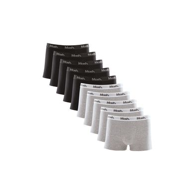 Kit 10 Cuecas Boxer Cotton Elástico Letra Mescla Cinza Mescla Claro GG