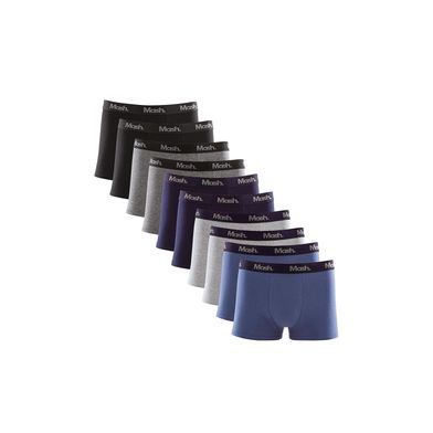 Kit 10 Cuecas Boxer Cotton Elástico Letra Mescla Preto 01 G