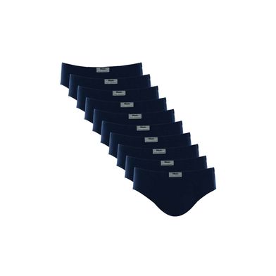 Kit 10 Cuecas Slip Algodão Lisa Azul Marinho M