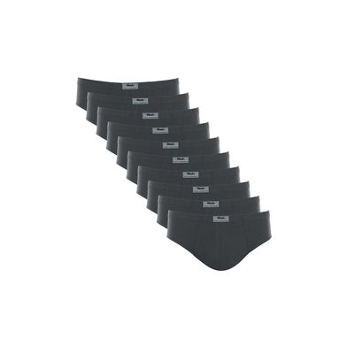 Kit 10 Cuecas Slip Algodão Lisa Cinza Chumbo G