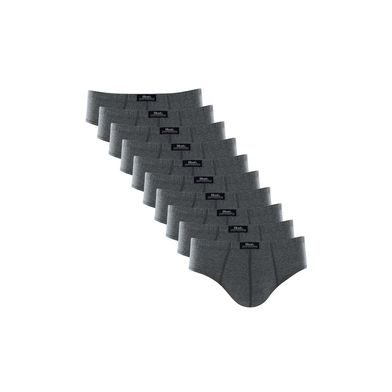 Kit 10 Cuecas Slip Algodão Lisa Cinza Mescla Escuro G