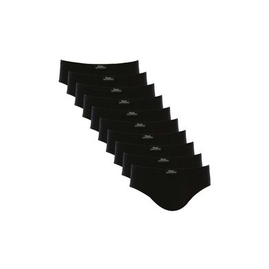 Kit 10 Cuecas Slip Algodão Lisa Preto G