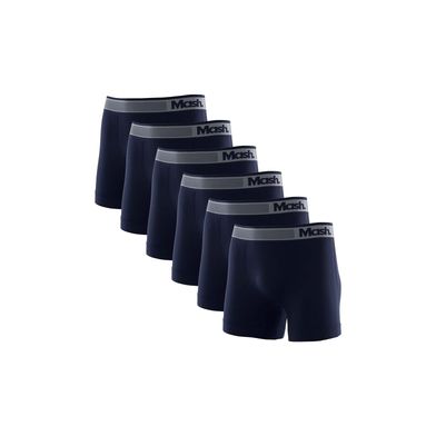 Kit 6 Cuecas Boxer Microfibra sem Costura Azul Marinho G