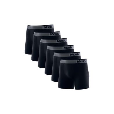 Kit 6 Cuecas Boxer Microfibra sem Costura Preto GG