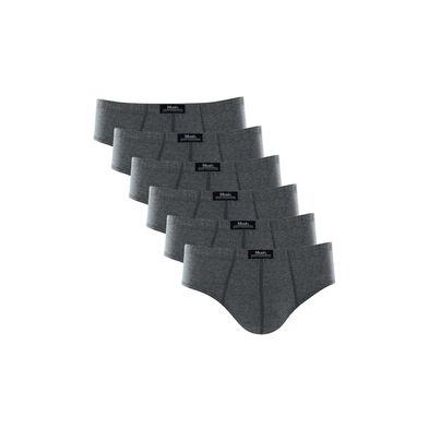 Kit 6 Cuecas Slip Algodão Lisa Cinza Mescla Escuro P