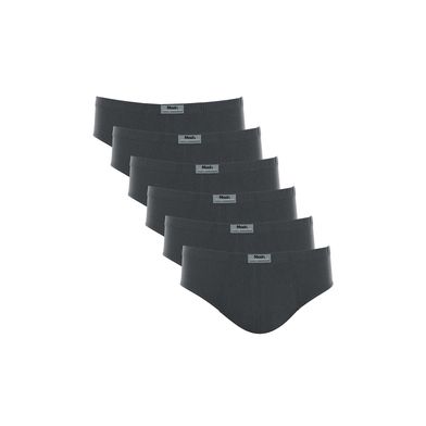 Kit 6 Cuecas Slip Algodão Lisa Cinza Chumbo P