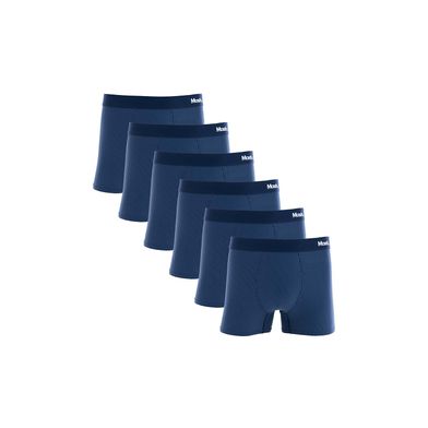 Kit 6 Cuecas Boxer Microfibra Risca de Giz Azul Escuro G