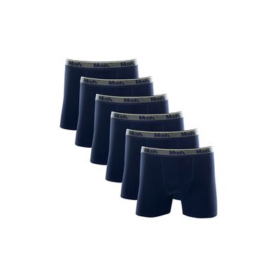 Kit 6 Cuecas Boxer Longa Cotton Azul Marinho P