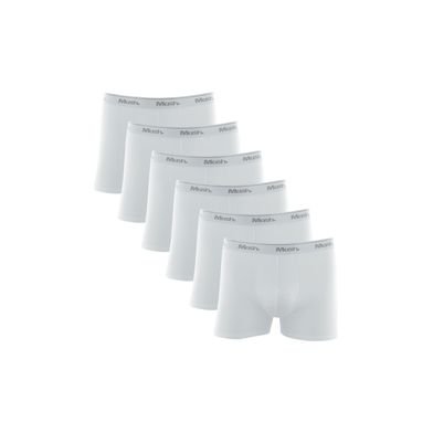 Kit 6 Cuecas Boxer Cotton Branco M