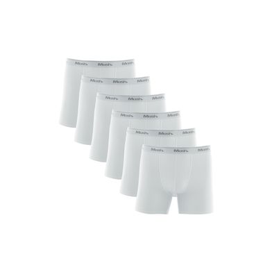Kit 6 Cuecas Boxer Longa Cotton Branco G