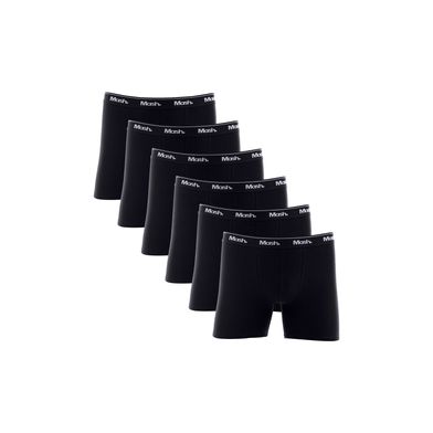 Kit 6 Cuecas Boxer Longa Cotton Preto M