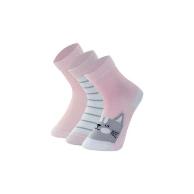 Kit 3 Pares Meia Cano Médio Bebê Rosa Bebê 16-21