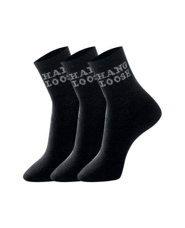 Kit 3 Pares Meia Esportiva Cano Curto Hang Loose Preto 01 34-38