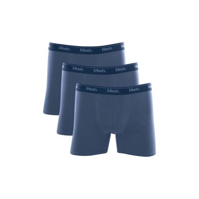 Kit 3 Cuecas Boxer Longa Cotton Azul Jeans Escuro P