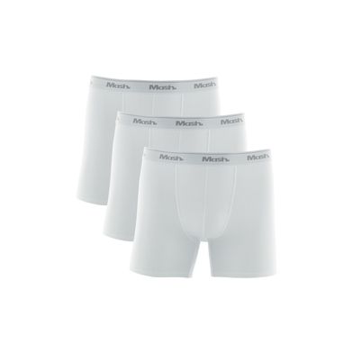 Kit 3 Cuecas Boxer Longa Cotton Branco GG
