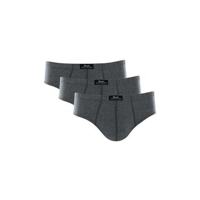 Kit 3 Cuecas Slip Algodão Lisa Cinza Mescla Escuro P