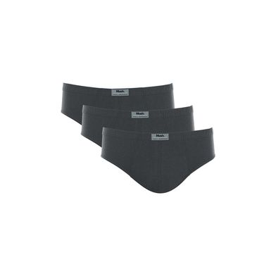 Kit 3 Cuecas Slip Algodão Lisa Cinza Chumbo M