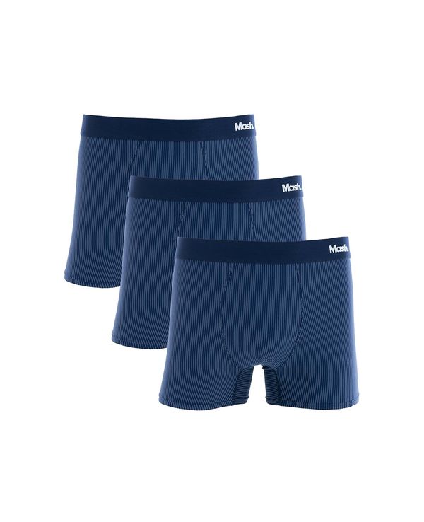 Kit 3 Cuecas Boxer Microfibra Risca de Giz Azul Escuro G