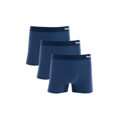 Kit 3 Cuecas Boxer Microfibra Risca de Giz Azul Escuro GG