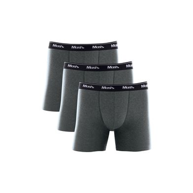Kit 3 Cuecas Boxer Longa Cotton Plus Size Cinza Mescla Escuro XXGG