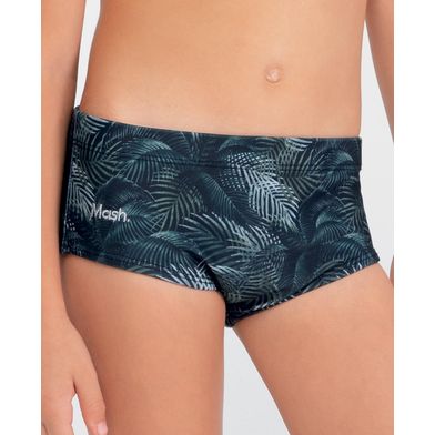 Sungão Estampado Folhagem Palmeira Infantil Preto M