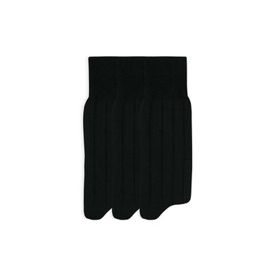 Kit 3 Pares Meia Social Cano Longo Algodão Canelada Preto