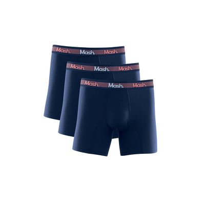 Kit 3 Cuecas Boxer Longa Microfibra Active Azul Marinho P