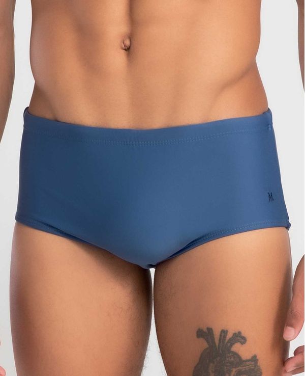 Sungão Liso com Vivo Lateral Plus Size Azul Jeans Escuro XGG