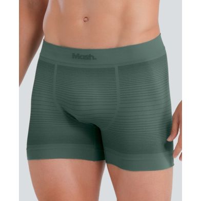 Cueca Boxer Microfibra sem Costura Jacquard Verde Militar Médio P