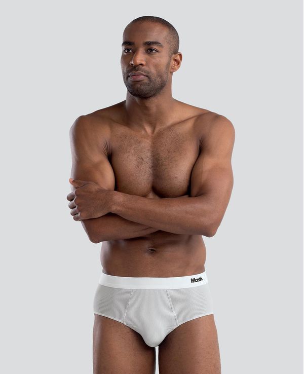 Cueca Slip Microfibra Risca de Giz Branco M